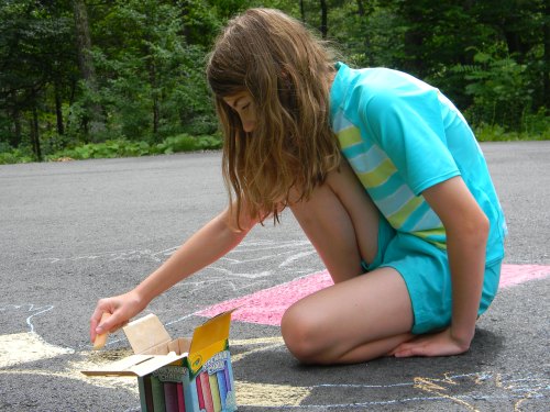 Casey Drawing With Chalk